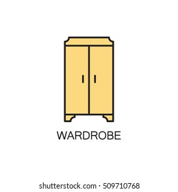 Wardrobe line icon. High quality pictogram of wardrobe for home's interior. Outline vector symbol for design website or mobile app. Thin line sign of mirror for logo, visit card, etc.