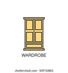 Wardrobe line icon. High quality pictogram of wardrobe for home's interior. Outline vector symbol for design website or mobile app. Thin line sign of mirror for logo, visit card, etc.