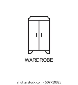Wardrobe line icon. High quality pictogram of wardrobe for home's interior. Outline vector symbol for design website or mobile app. Thin line sign of mirror for logo, visit card, etc.