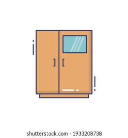 Wardrobe Line Icon Isolated On White Background