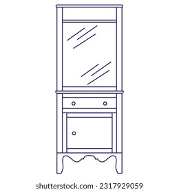 Wardrobe line icon. Mirror. High quality pictogram of wardrobe for home's interior. Outline vector symbol for design website or mobile app. Thin line sign of mirror for logo, visit card, etc. Eps 10.