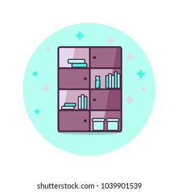 Wardrobe line icon, outline vector sign with colorful fill. Linear pictogram isolated on blue background. Flat illustration of wardrobe vector icon for web  sites, banners, flyers, logo