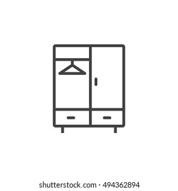 wardrobe line icon, outline vector sign, linear pictogram isolated on white. logo illustration - Shutterstock ID 494362894