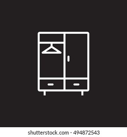 wardrobe line icon, outline vector sign, linear pictogram isolated on black. logo illustration