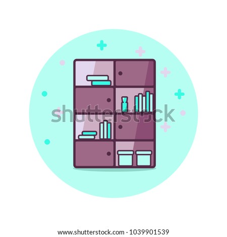 Wardrobe line icon, outline vector sign with colorful fill. Linear pictogram isolated on blue background. Flat illustration of wardrobe vector icon for web  sites, banners, flyers, logo