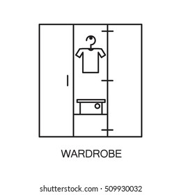 Wardrobe line icon. Single high quality outline interior or technological pictogram for composition of children's room. Vector line element for design website, mobile app, logo, etc. 
