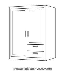 wardrobe line vector illustration,
isolated on white background.top view