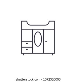 Wardrobe linear icon concept. Wardrobe line vector sign, symbol, illustration.