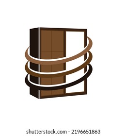 Wardrobe Logo Design, Furniture Clothes Place Illustration, Wood Craft Company Brand Icon Vector