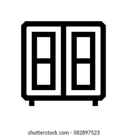 Wardrobe mini line, icon, background and graphic. The icon is black and white, linear  flat, vector, pixel perfect, minimal, suitable for web and print. 