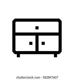 Wardrobe mini line, icon, background and graphic. The icon is black and white, linear  flat, vector, pixel perfect, minimal, suitable for web and print. 
