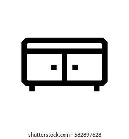 Wardrobe mini line, icon, background and graphic. The icon is black and white, linear  flat, vector, pixel perfect, minimal, suitable for web and print. 