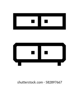 Wardrobe mini line, icon, background and graphic. The icon is black and white, linear  flat, vector, pixel perfect, minimal, suitable for web and print. 