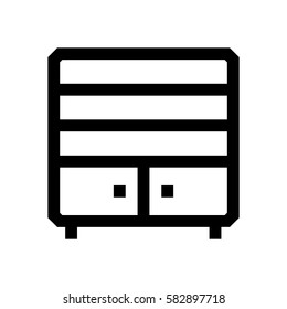 Wardrobe mini line, icon, background and graphic. The icon is black and white, linear  flat, vector, pixel perfect, minimal, suitable for web and print. 