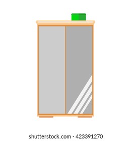 Wardrobe with mirror. Flat icon.