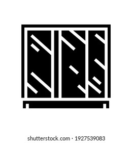 Spiegelspiegelglyph-Vektorgrafik des Kleiderschranks. Schrank-Spiegel-Schild. isoliertes Kontursymbol