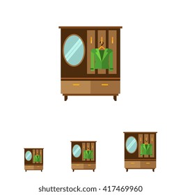 Wardrobe, mirror and hanger