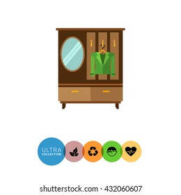 Wardrobe, mirror and hanger