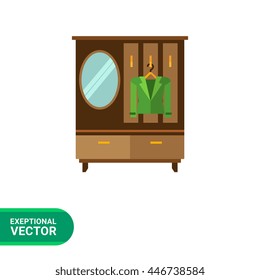 Wardrobe, mirror and hanger