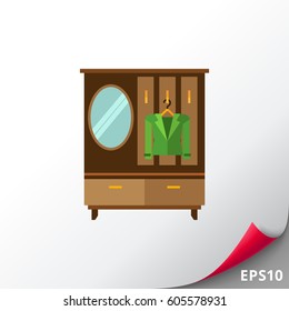 Wardrobe, mirror and hanger