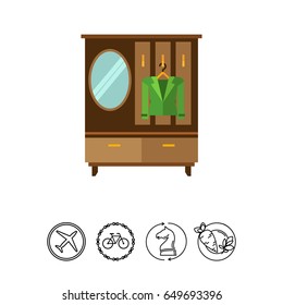 Wardrobe, mirror and hanger