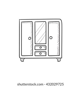 Wardrobe and mirror vector