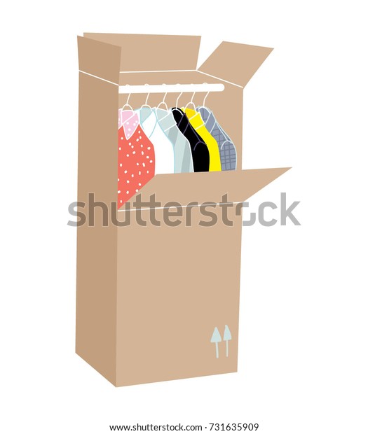 Wardrobe Moving Box Vector Illustration Stock Vector Royalty Free