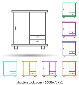 wardrobe multi color style icon. Simple thin line, outline vector of furniture icons for ui and ux, website or mobile application