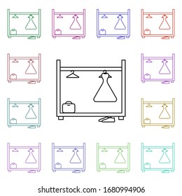 Wardrobe multi color style icon. Simple thin line, outline vector of furniture icons for ui and ux, website or mobile application