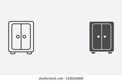 Wardrobe outline and filled vector icon sign symbol