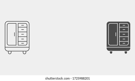 Wardrobe outline and filled vector icon sign symbol