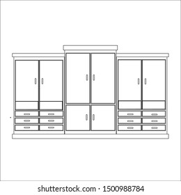 Wardrobe outline in flat style, can be used for interior design or icon.