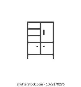 Wardrobe outline icon. linear style sign for mobile concept and web design. Cupboard simple line vector icon. Furniture symbol, logo illustration. Pixel perfect vector graphics