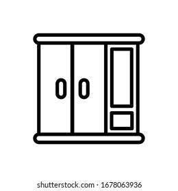 Wardrobe with outline icon vector 