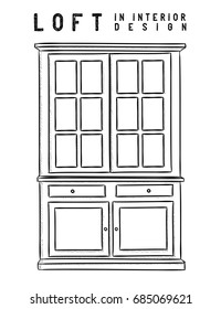 Wardrobe. Outline. Loft in interior design eps 10 illustration