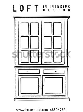 Wardrobe. Outline. Loft in interior design eps 10 illustration