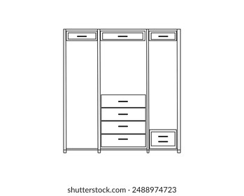 wardrobe outline. minimalist wardrobe vector line art. wardrobe interior furniture outline vector.