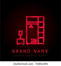 Wardrobe red chromium metallic logo