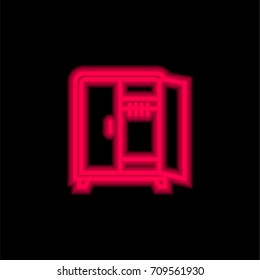 Wardrobe red glowing neon ui ux icon. Glowing sign logo vector