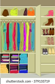 Wardrobe room full of woman's cloths