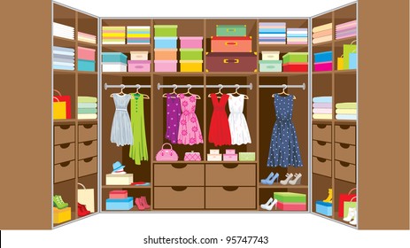 Wardrobe room. Furniture. vector, no gradient, color full