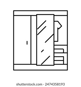 wardrobe room motel line icon vector. wardrobe room motel sign. isolated contour symbol black illustration