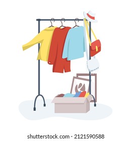 Wardrobe semi flat color vector object. Full sized item on white. Hall stand for outer clothing. Stuff and clothing storage simple cartoon style illustration for web graphic design and animation