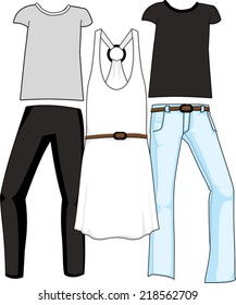 Wardrobe Separates for fashion themed design or classic basics for travel.