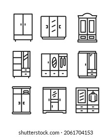 icono de conjunto de armarios. iconos de alta calidad adecuados para el negocio de muebles, internet, diseño web activos gráficos, aplicaciones, libros de dibujo y coloreado, medios impresos, etc. Icono de línea vector EPS 10.