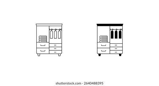 Wardrobe set icon with white background vector stock illustration