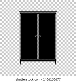 Wardrobe sign. Black icon on transparent background. Illustration.