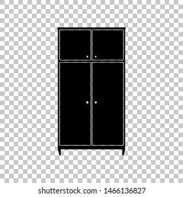 Wardrobe sign. Black icon on transparent background. Illustration.