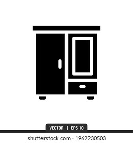 Wardrobe Silhouette icon vector, illustration logo template in trendy style. Suitable for many purposes.