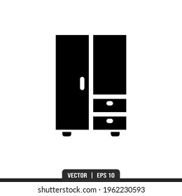 Wardrobe Silhouette icon vector, illustration logo template in trendy style. Suitable for many purposes.